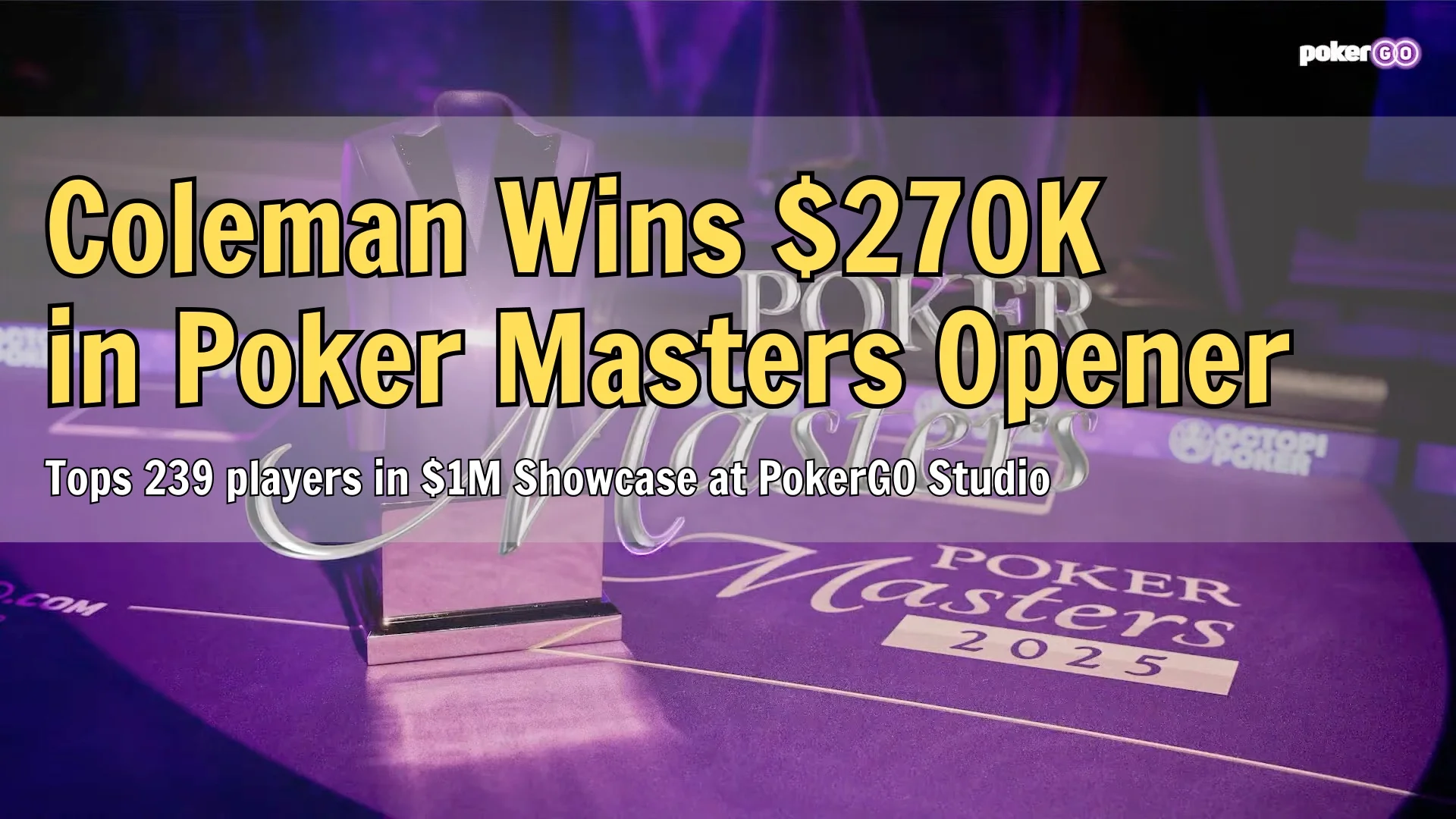 Purple Jacket trophy on stage at Poker Masters 2025 in Las Vegas, symbol of the series champion