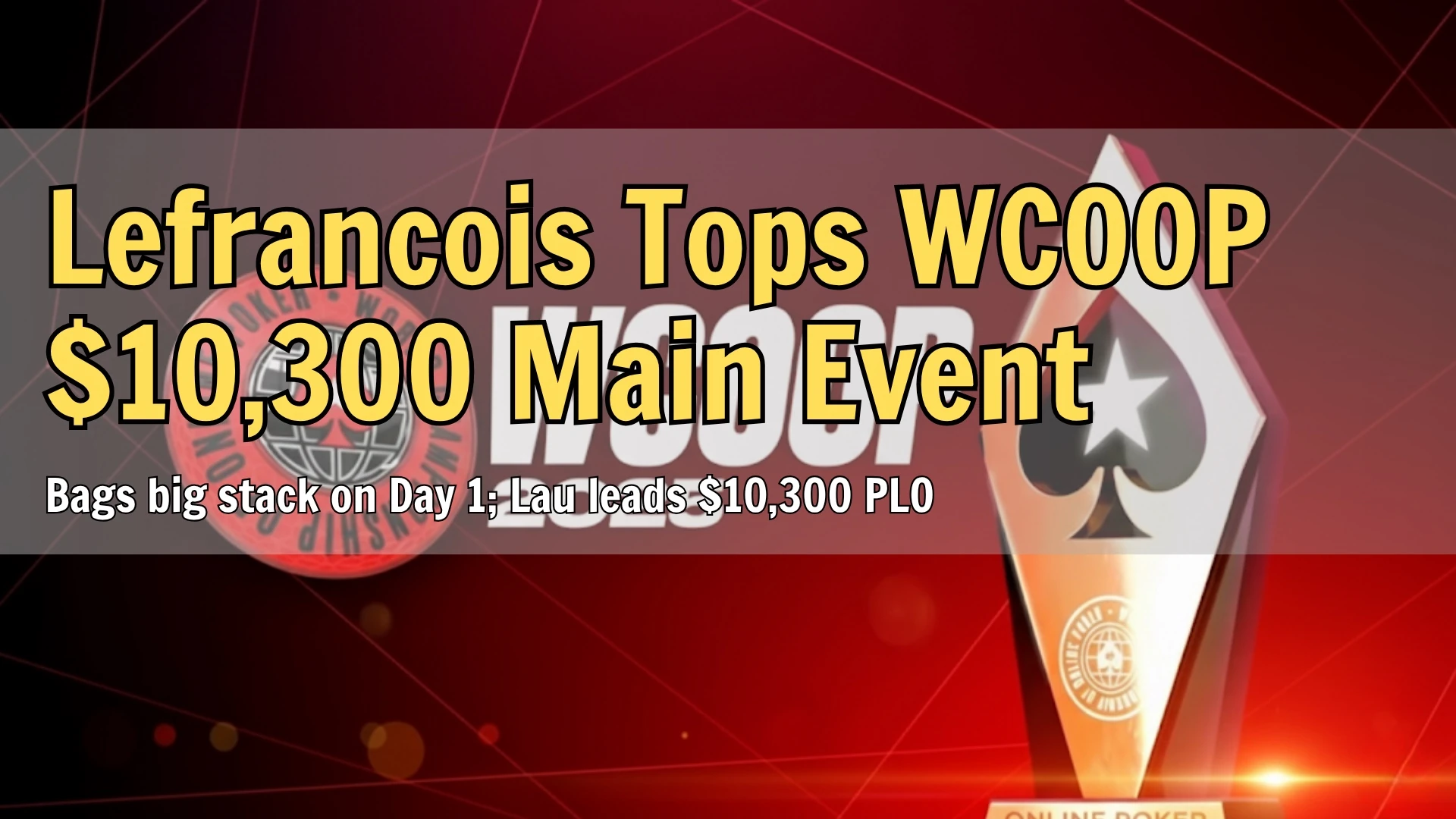WCOOP 2025 logo and trophy on red background for online poker championship