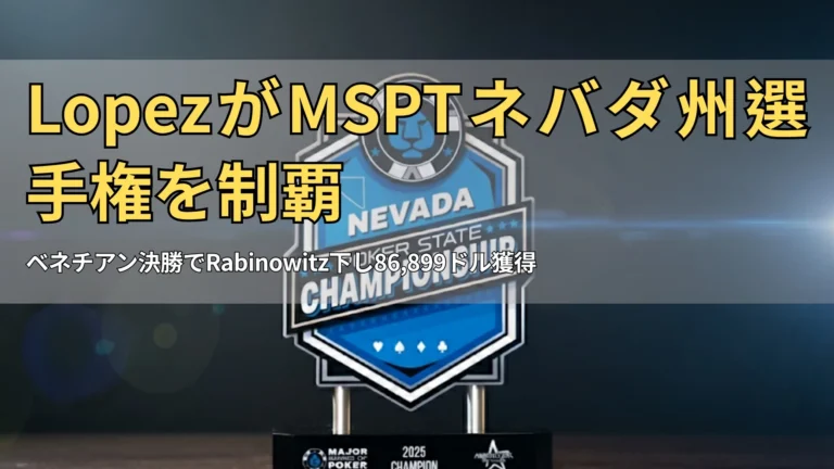 2025年ネバダ州ポーカー選手権の優勝トロフィー、鮮明な大会ロゴ入り
