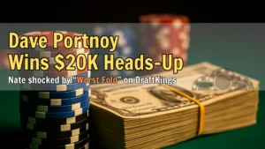 PokerOffer cover image showing poker chips and cash symbolizing Dave Portnoy’s $20K heads-up victory