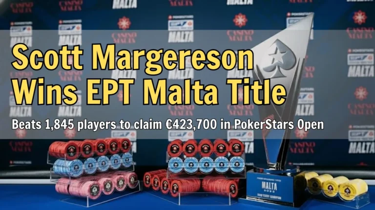 EPT Malta PokerStars Open trophy and poker chips displayed at Casino Malta final table