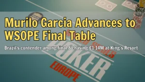 WSOP Europe poker table with dealer button and chips at King’s Resort Rozvadov
