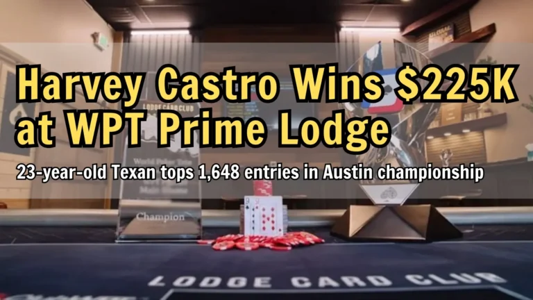 WPT Prime Lodge Championship trophy and chip stack at The Lodge Poker Club, Texas