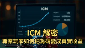 聚焦擺放整齊的撲克籌碼，象徵 ICM 錦標賽策略與決策思維