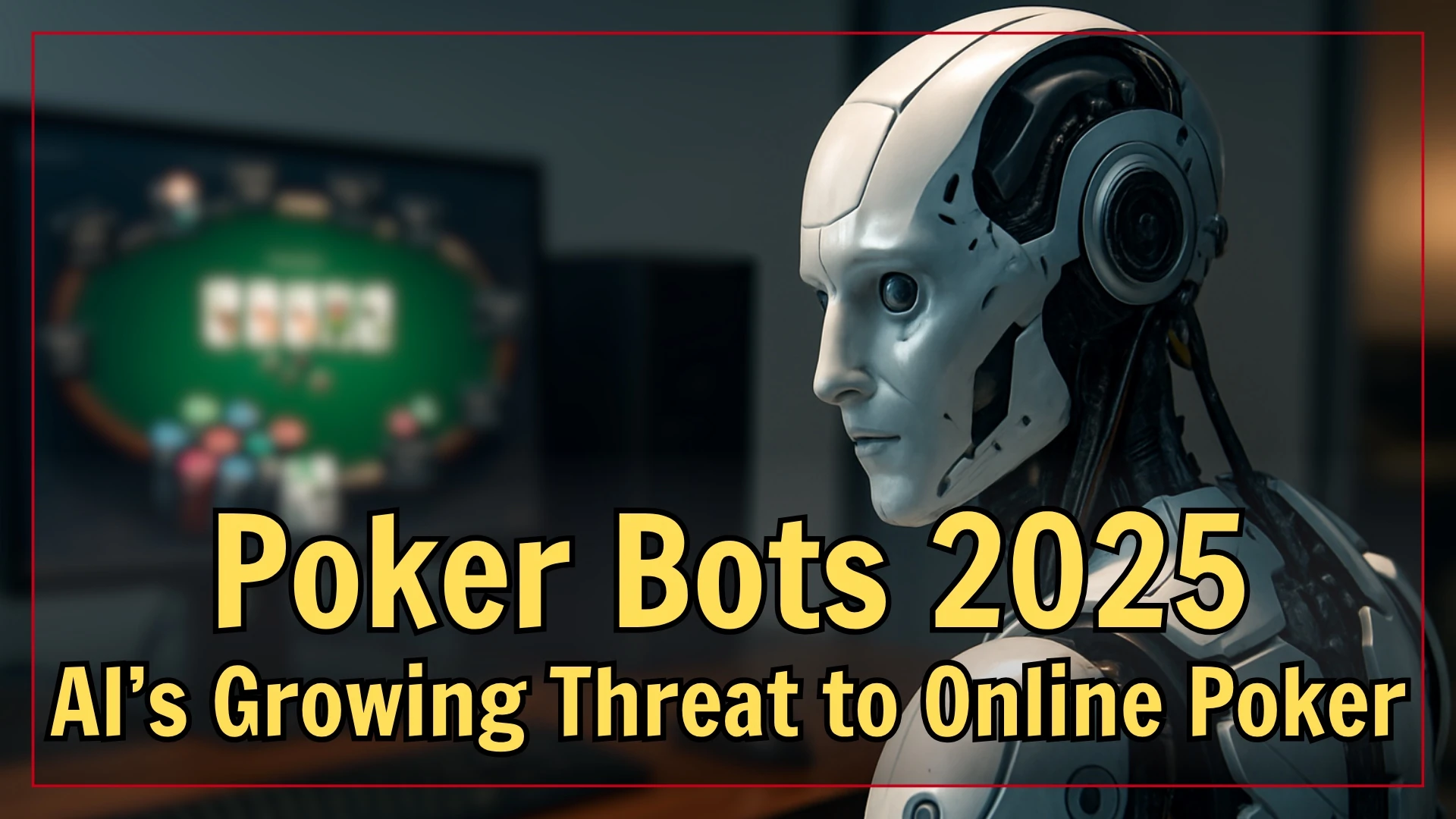 Digital poker table with AI elements, representing poker bots 2025 – PokerOffer