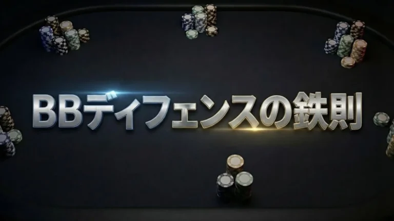 ポーカーBBディフェンス戦略完全ガイドのカバー画像、Master BB Defenseの文字とチップ PokerOffer