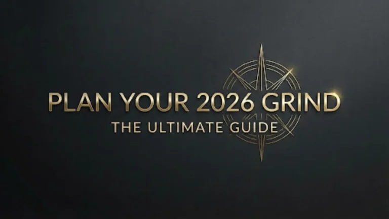 PokerOffer cover image featuring a gold compass graphic and typography reading "PLAN YOUR 2026 GRIND: THE ULTIMATE GUIDE," illustrating the comprehensive 2026 live poker tournament roadmap, including the WSOP Triple Crown and European Poker Tour schedules on a dark textured background.