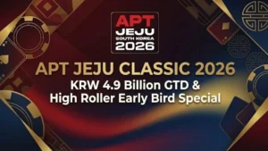 APT Jeju Classic 2026 cover image showing KRW 4.9 Billion GTD prize pool and High Roller special details by PokerOffer.