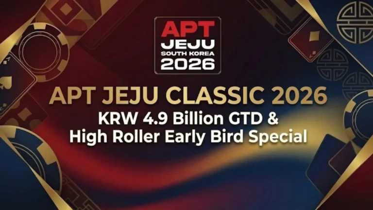APT Jeju Classic 2026 cover image showing KRW 4.9 Billion GTD prize pool and High Roller special details by PokerOffer.