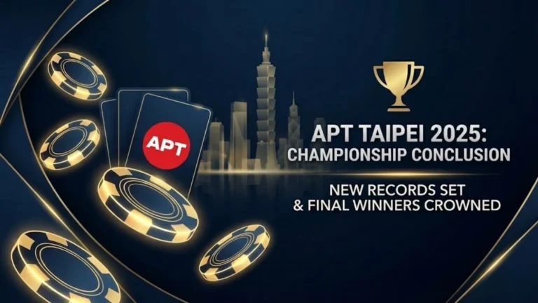APT Taipei 2025 Championship Conclusion banner featuring Wayne Jin Wing Lam Mini High Roller win and record prize pools - PokerOffer