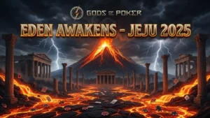 Gods of Poker Eden Awakens Jeju series promotional banner with KRW 2 Billion guarantee details covered by PokerOffer.