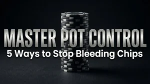 Stack of poker chips representing pot control strategy in Texas Hold'em to stop bleeding chips - PokerOffer