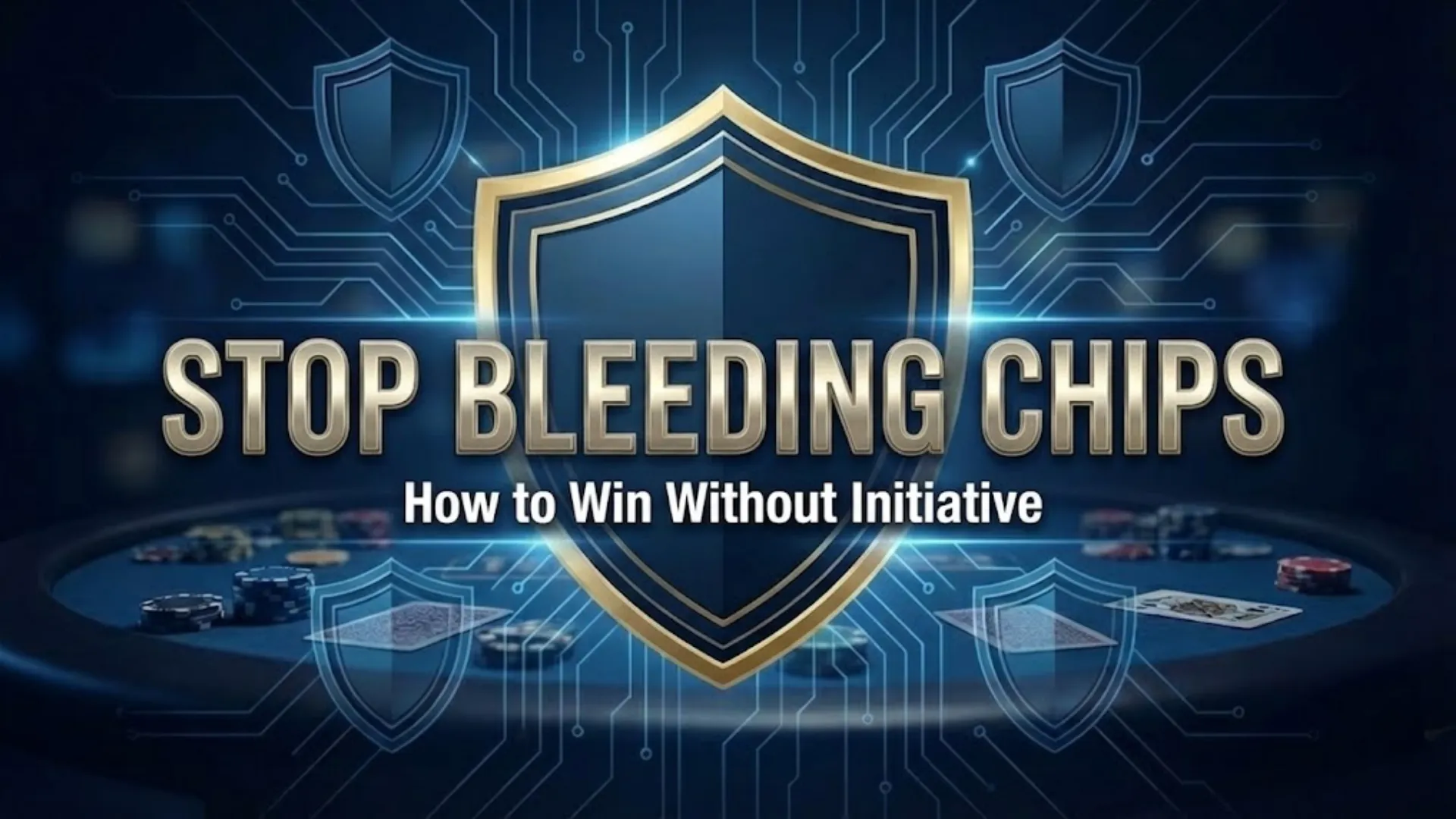 Strategy graphic for Big Blind defense in poker featuring shield icon and chips by PokerOffer