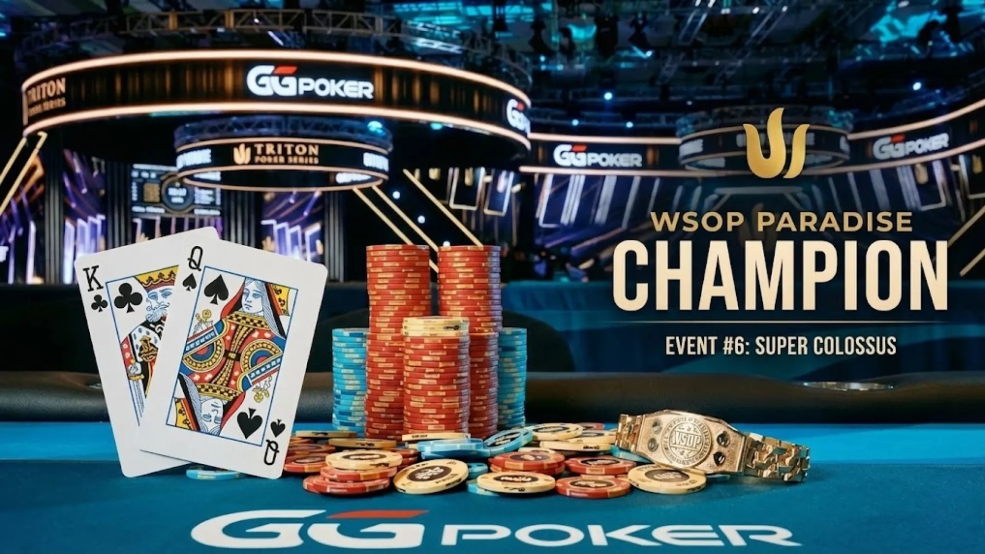 WSOP Paradise Event 6 Super COLOSSUS Champion Rokas Asipauskas and Bracelet - PokerOffer