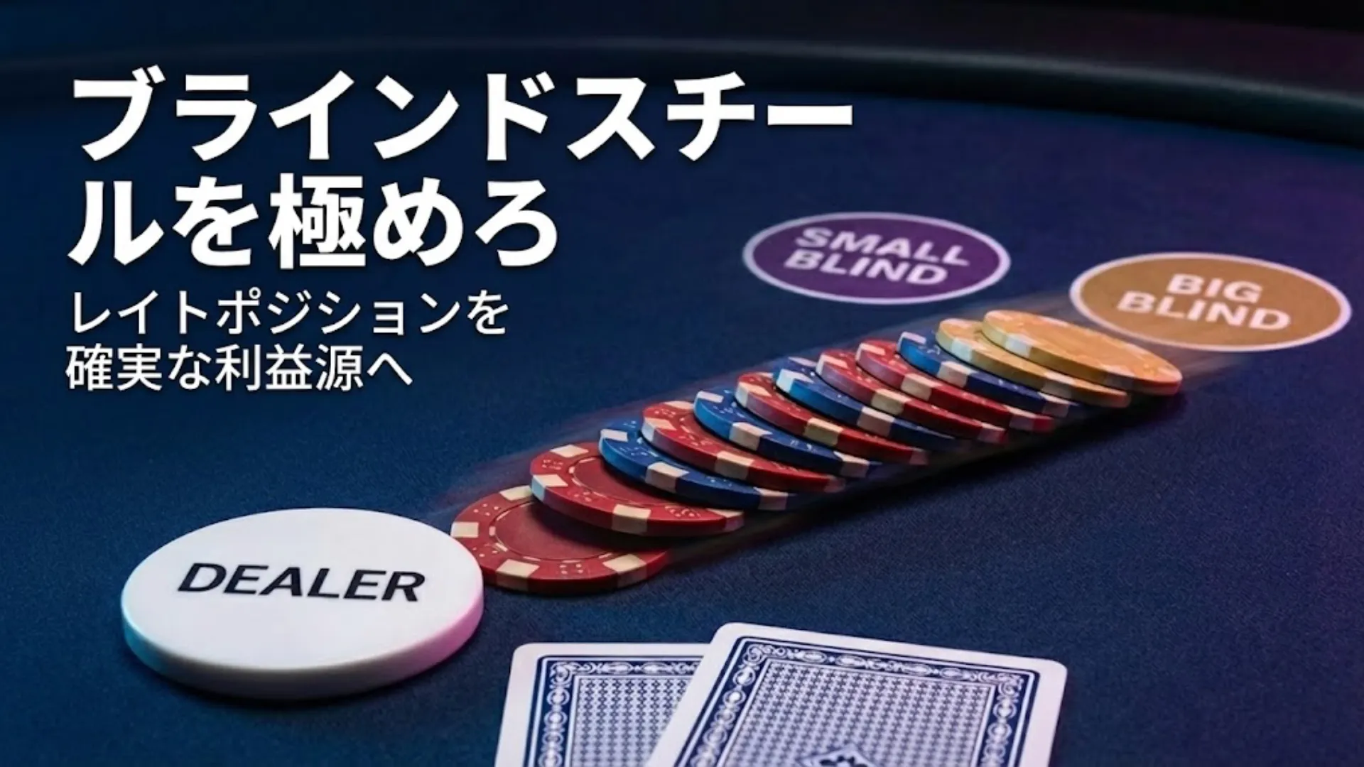 ディーラーボタンからブラインドへチップが移動するポーカーのスチール戦略イメージ - PokerOffer