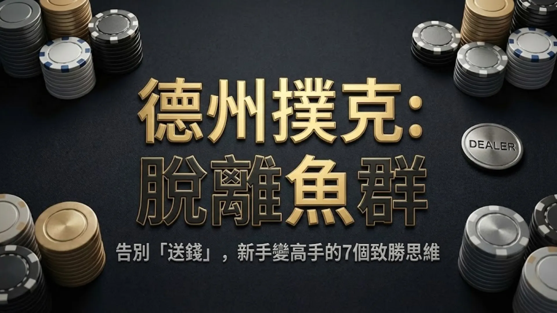 德州撲克新手策略指南封面圖，展示籌碼、撲克牌與綠色牌桌 - PokerOffer