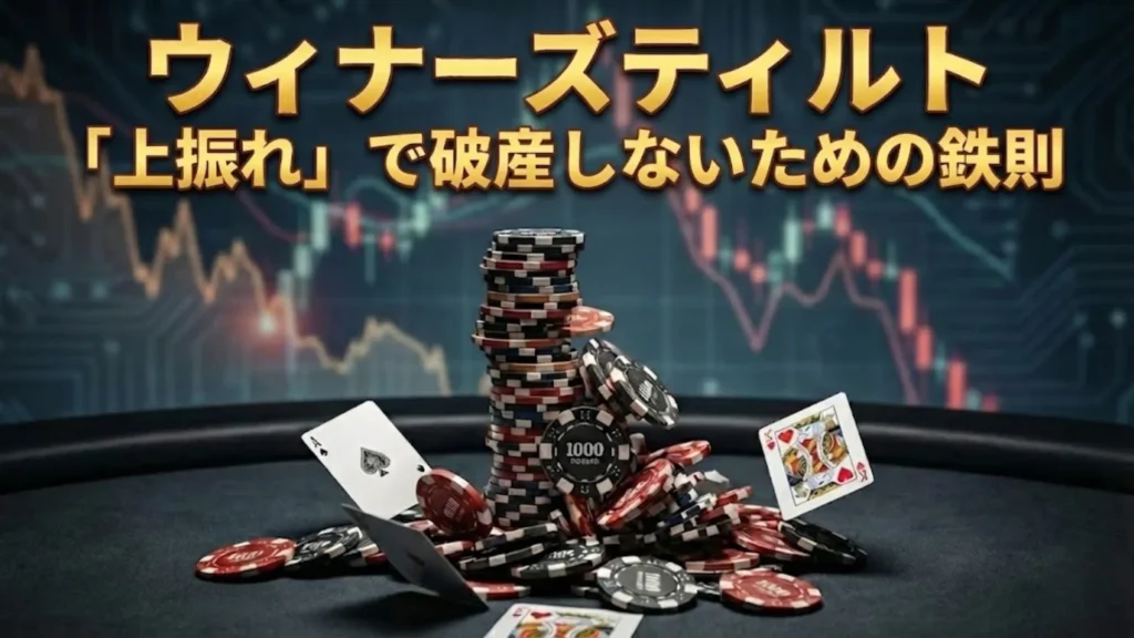 ポーカーのウィナーズティルト解説図、積み上がったチップと分散グラフ - PokerOffer
