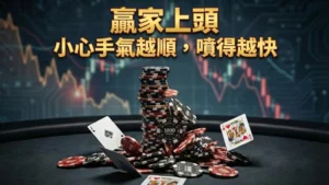 德州撲克贏家上頭策略配圖，展示籌碼堆疊與資金波動曲線圖 - PokerOffer