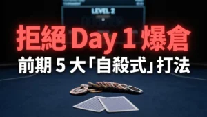 PokerOffer 撲克策略指南封面圖：拒絕 Day 1 爆倉 - 前期 5 大「自殺式」打法。