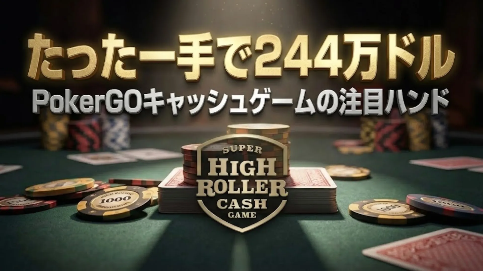 PokerGOスーパーハイローラーキャッシュゲーム アントニオ・エスファンディアリ対アラン・キーティング 244万ドルポットのチップとカード