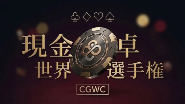 CoinPokerキャッシュゲーム世界選手権CGWCバナー 金色チップとトランプスートアイコン
