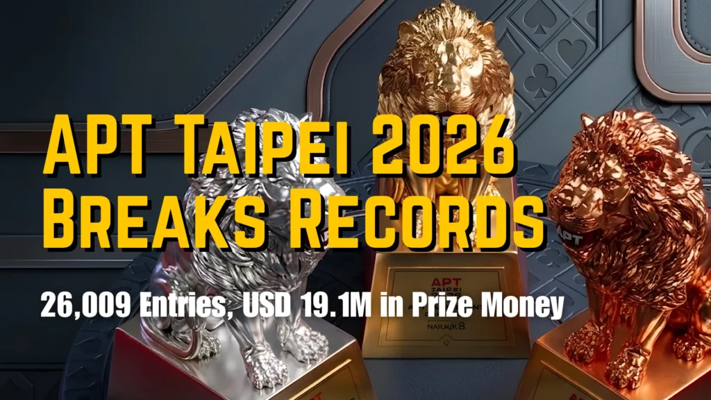 APT Taipei 2026 cover image featuring gold, silver and bronze lion trophies with headline about 26,009 entries and USD 19.1M prize money