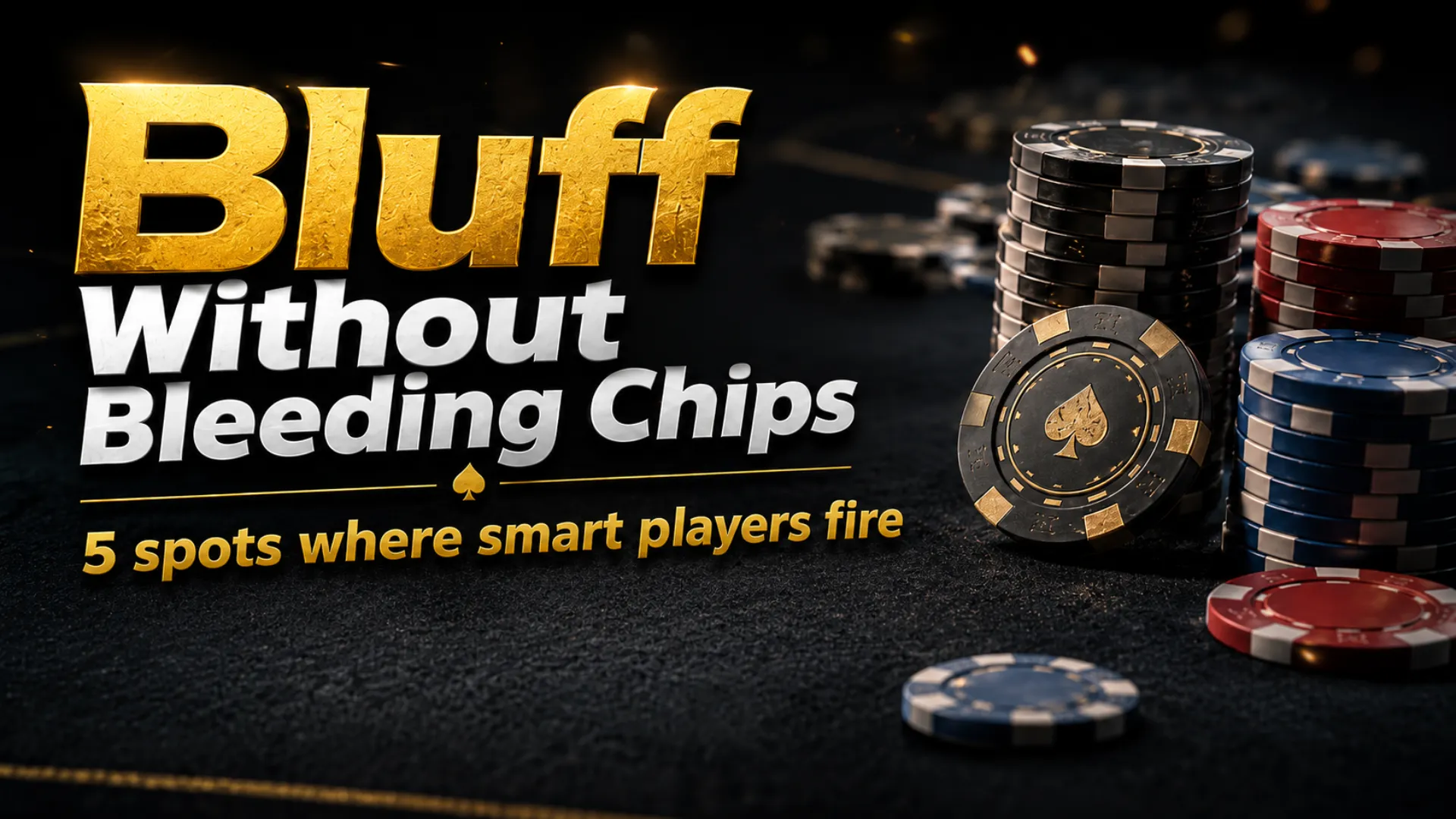 Poker bluff strategy cover image with casino chips and Japanese headline about avoiding chip loss in Texas Hold’em bluffing.