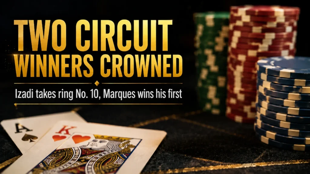 Poker chips and cards cover image for WSOP Circuit winners Hamid Izadi and Anthony Marques