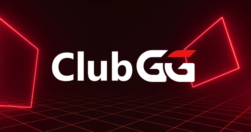 ClubGG logo on a red neon poker table grid, cover image for a 2026 ClubGG poker review covering memberships, private clubs, app features, L$ rules, and safety checks