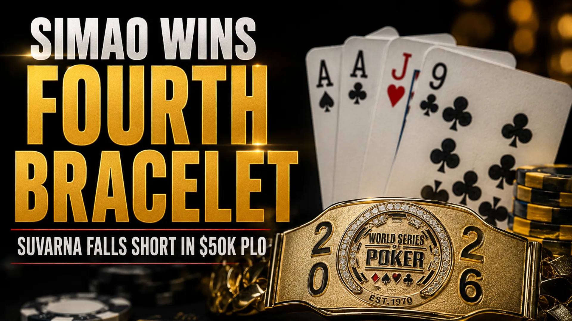 Joao Simao wins fourth WSOP bracelet in $50K PLO High Roller cover image with gold bracelet and poker cards