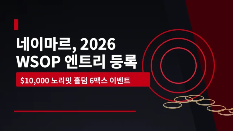 네이마르의 2026 WSOP $10,000 노리밋 홀덤 6맥스 엔트리 소식을 전하는 뉴스 커버