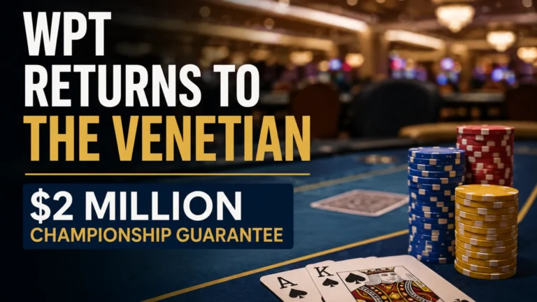 Casino-themed WPT Venetian Las Vegas cover image featuring poker chips and cards with a $2 million Championship guarantee