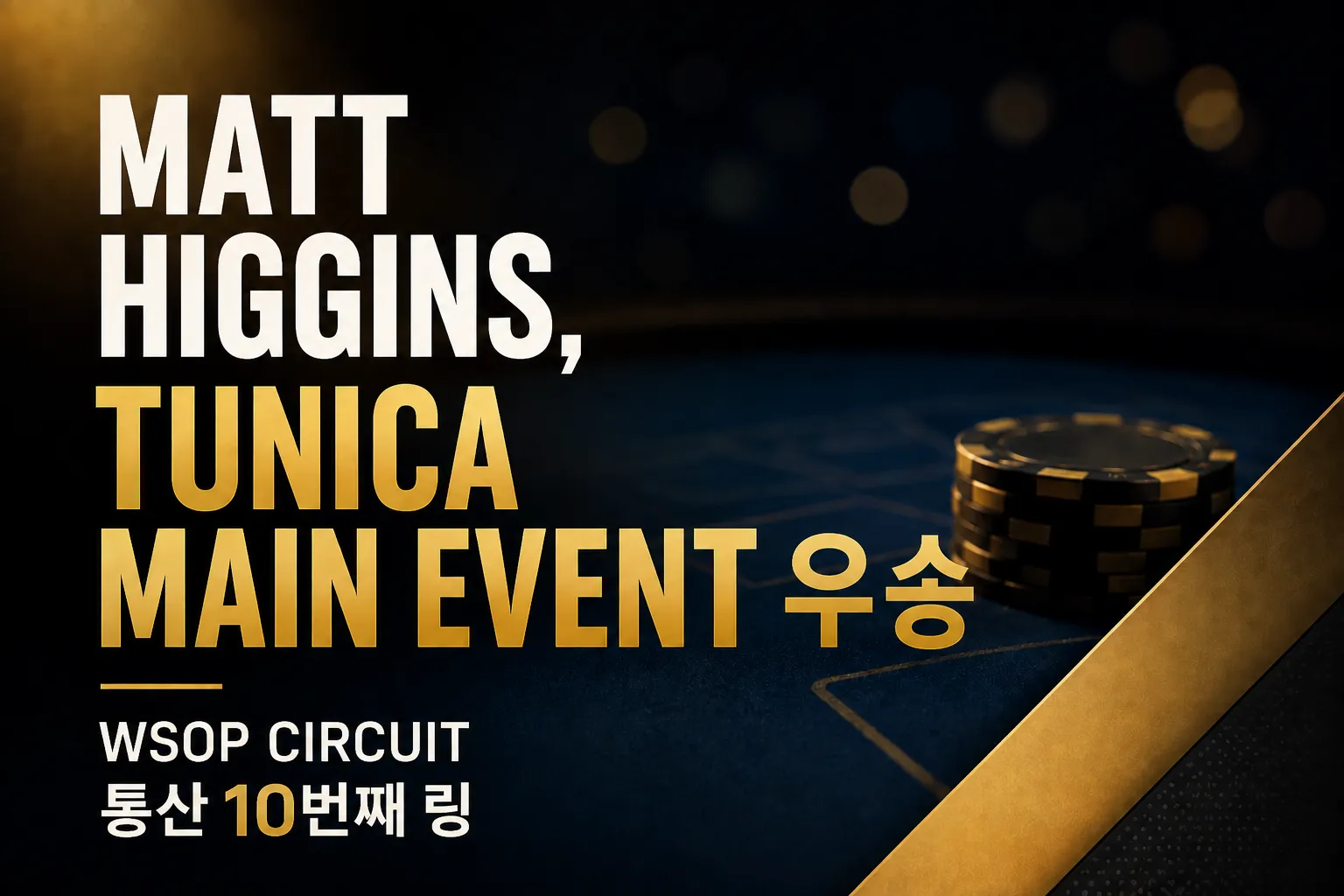 Matt Higgins의 Tunica Main Event 우승과 WSOP Circuit 통산 10번째 링 획득을 알리는 포커 뉴스 커버 이미지