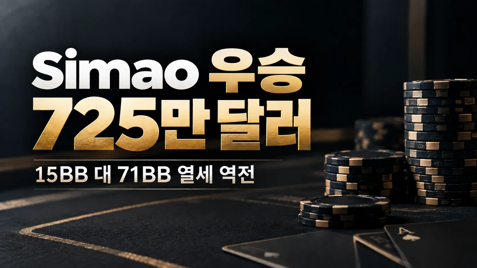 Matthew Wantman의 첫 Triton 타이틀을 알리는 블랙·골드 포커 커버 이미지, $50K NLH 상금 $836,721와 포커 칩 표시