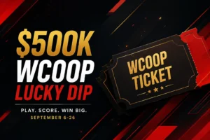 PokerStars WCOOP Lucky Dip 2026 cover showing $500K in WCOOP tickets available from September 6 to 26
