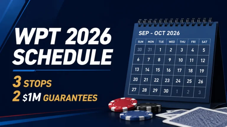 WPT 2026 schedule cover showing a September to October calendar with poker chips and two $1M guarantees
